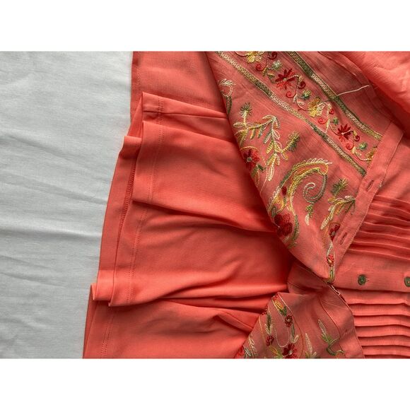 Women's Peach/Pink Embroidered 3/4 Sleeve Spring Blouse, Size S, NWT, Colorful - Picture 5 of 8
